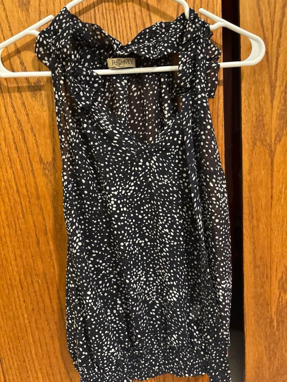 Romy Black and White Polka Dot Halter Camisole